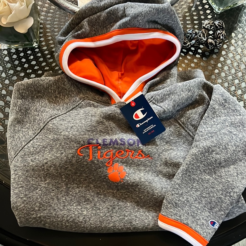 CLEMSON TIGERS NEW W TAGS MENS CHAMPION EMBROIDERED HOODIE SZ S